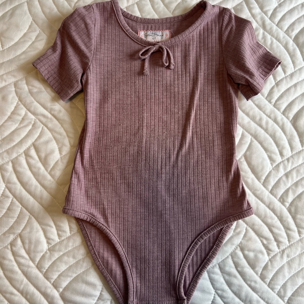 Kids Ribbed Mauve One Piece
